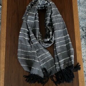 Elegant Gray and Black Striped Scarf
